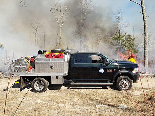 Fire vehicle available at Hopeville Pond State Park.