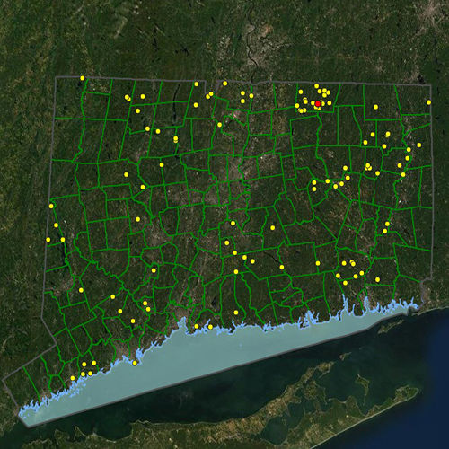 Map of CT reported fires 
