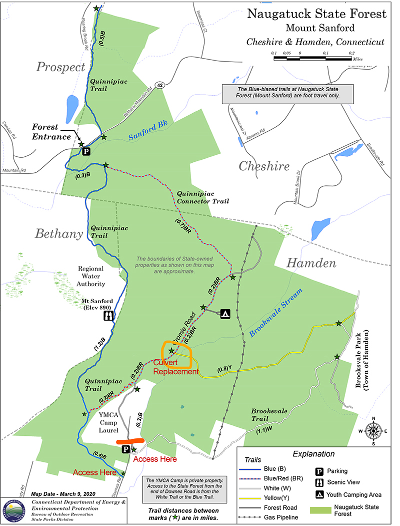 Naugatuck State Forest Map with Culvert Marked
