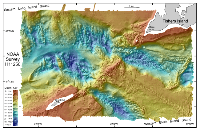 multibeam of sea floor the race LIS