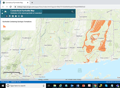 Connecticut pyrrhotite map