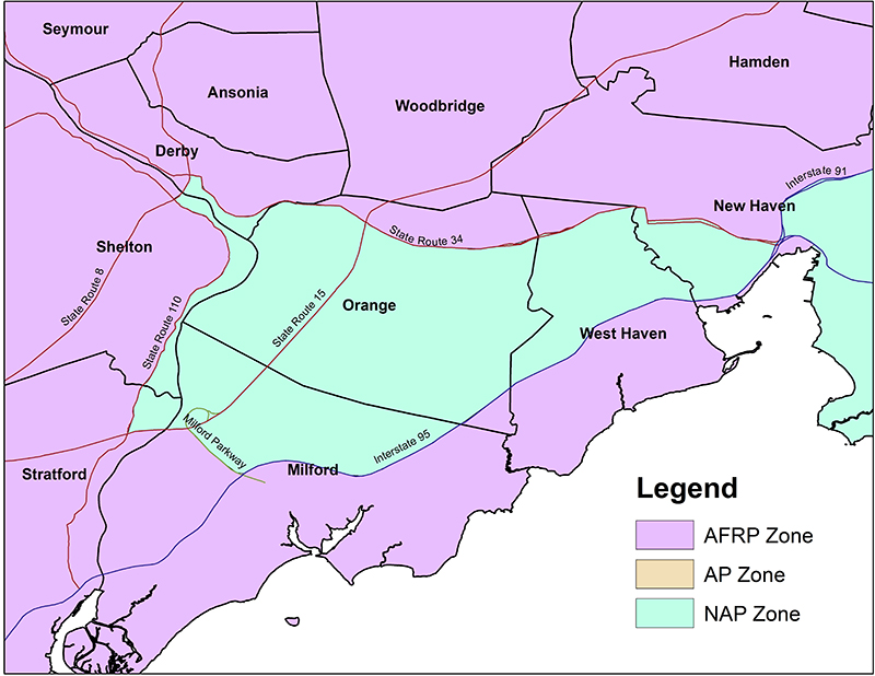 Map showing intrusion of the NAP migrant goose zone into the AFRP zone.