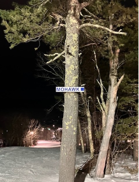 Mohawk Trail Sign Night Ski