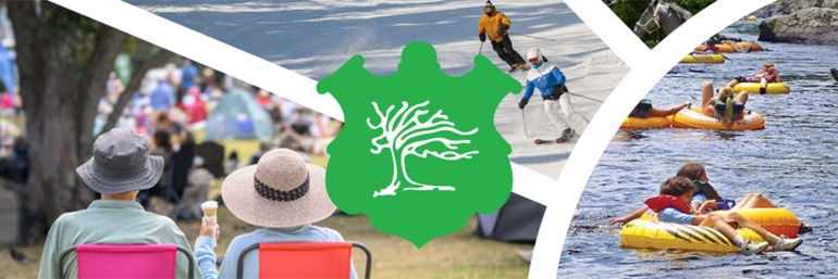 Collage of people recreating outdoors