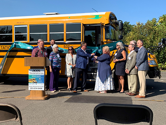 Electric School Bus Ribbon Cutting