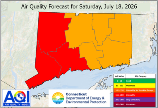 Map of Air Quality Forecast for Saturday, July 18, 2026