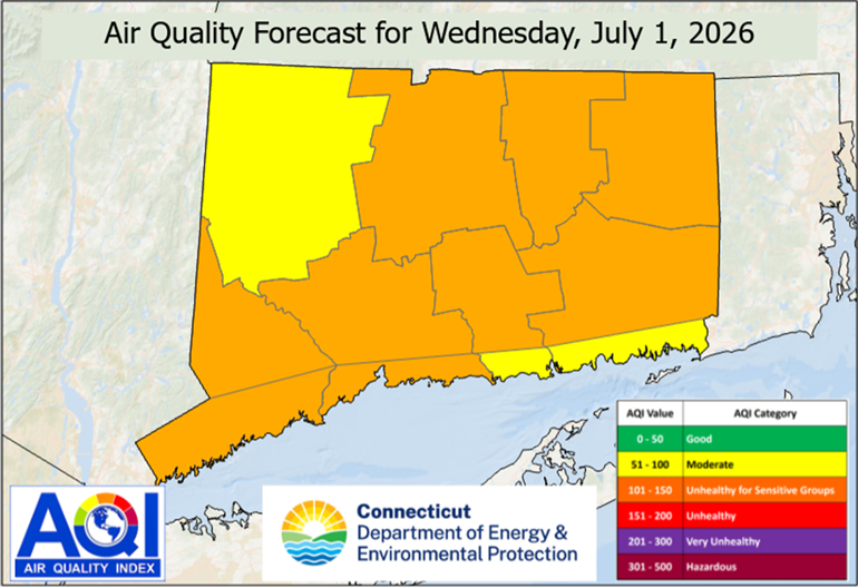 Map of Air Quality Forecast for Wednesday, July 1, 2026