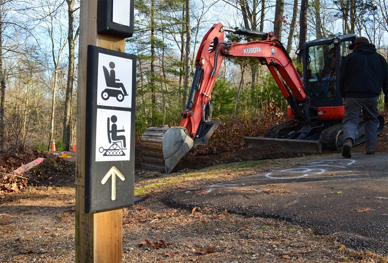 ATW Trail Work, Signage Based on feedback from all-terrain wheelchair users, DEEP has improved trail accessibility and signage, with help from the Bronco Wild Fund