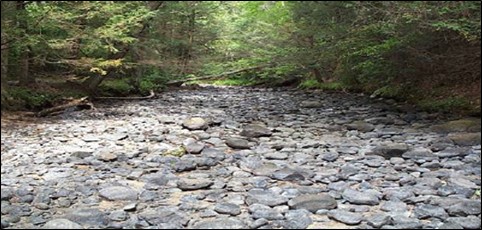 Photo by CT DEEP of the Fenton River dried up in 2005.