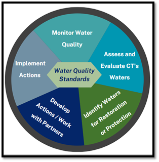 Chart to show the flow of the Planning process in CT for Water Quality Action Plans.