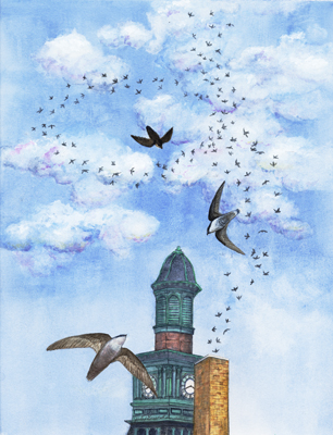 Chimney swift painting.