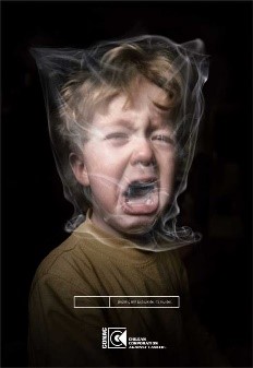 Child suffering from secondhand tobacco smoke