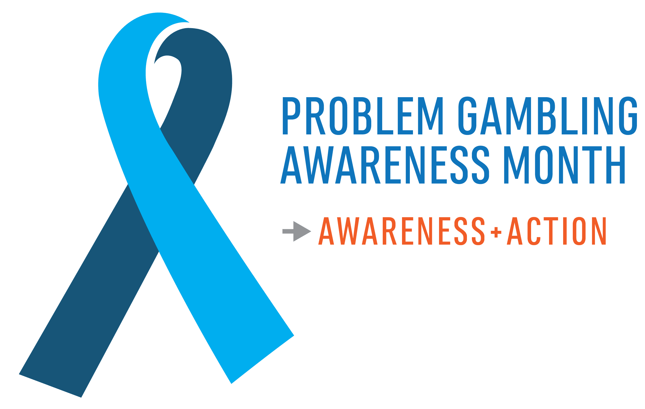 Problem Gambling Awareness Month blue ribbon