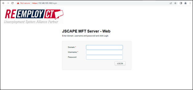 JSCAPE MFT Login Screen