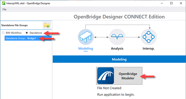 OpenBridge Designer OpenBridge Modeler access button - Interface