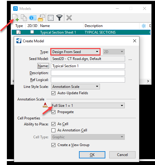 Create a Design Model from the Models Dialog Box