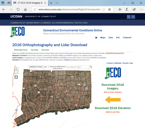 CT ECO UCONN 2016 Download Data Website - Screen Shot