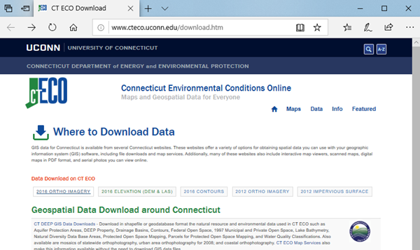 CT ECO UCONN Download Data Website - Screen Shot