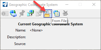 Current Coordinate System is Blank - OpenRoads Dialog Box