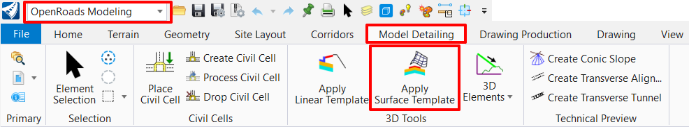 03-Model Detailing Tab and 3D Tool Group_Apply Surface Template