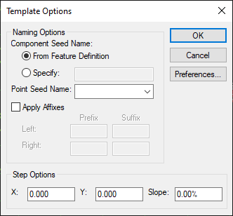 Template Options - Dialog Box