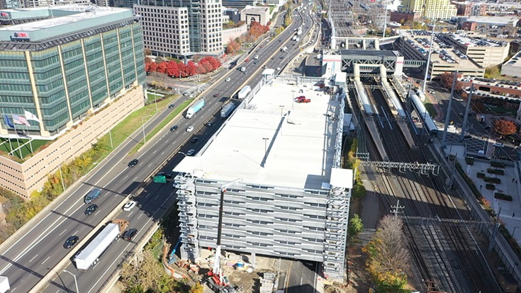 Aerial View of New Garage Looking East (December 2023)