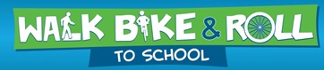 Walk Bike and Roll to school logo and text