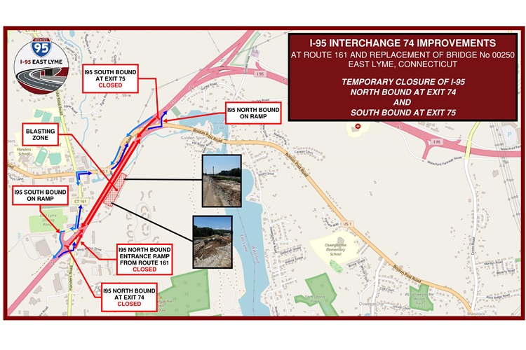 Detour map for East Lyme project 