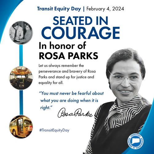 Transit Equity Day with image of Rosa Parks