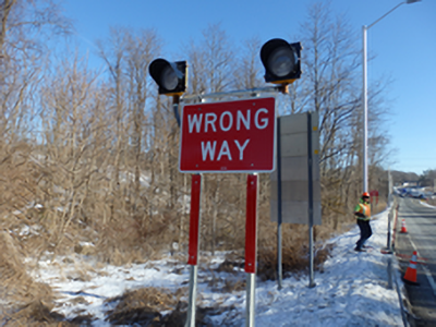 Danbury Wrong Way Sign