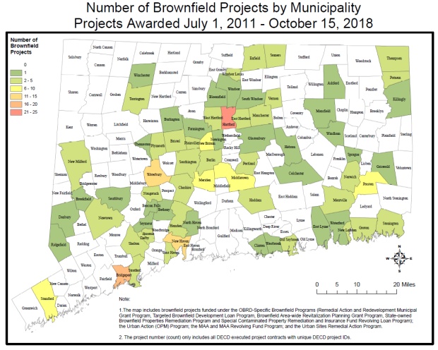 Number of Brownfield Projects by Municipality