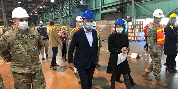 Governor Lamont touring the state's commodities warehouse