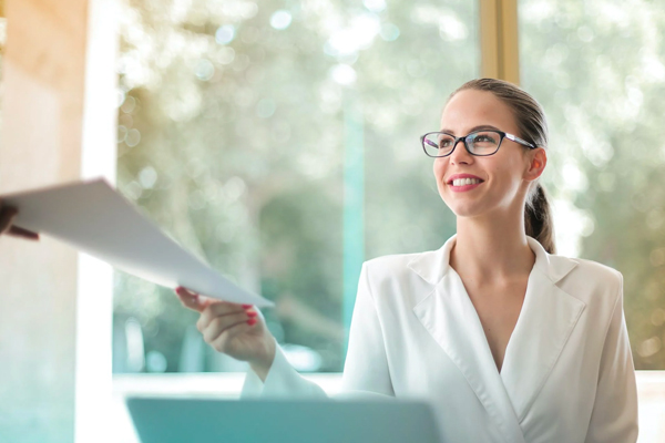 Girl sitting in office