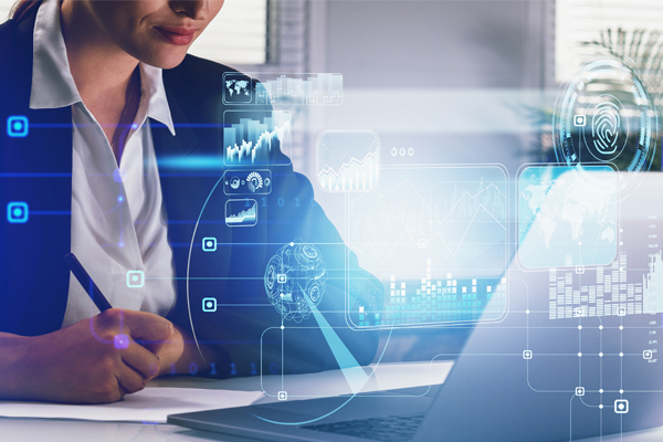 lady submit data on laptop