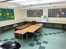 Empty desk in a classroom