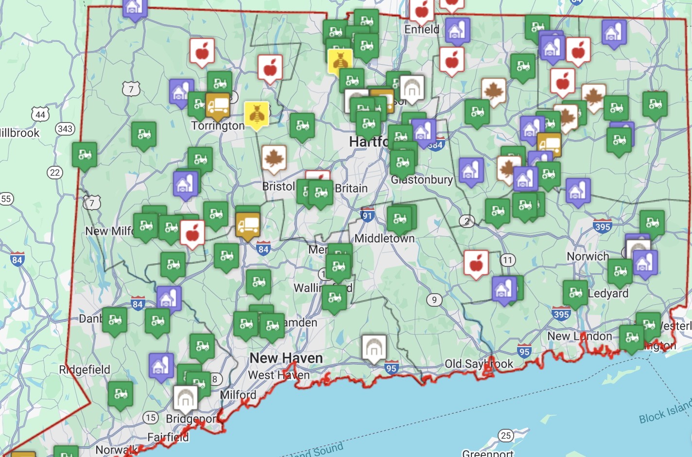 The Farm to School Directory map