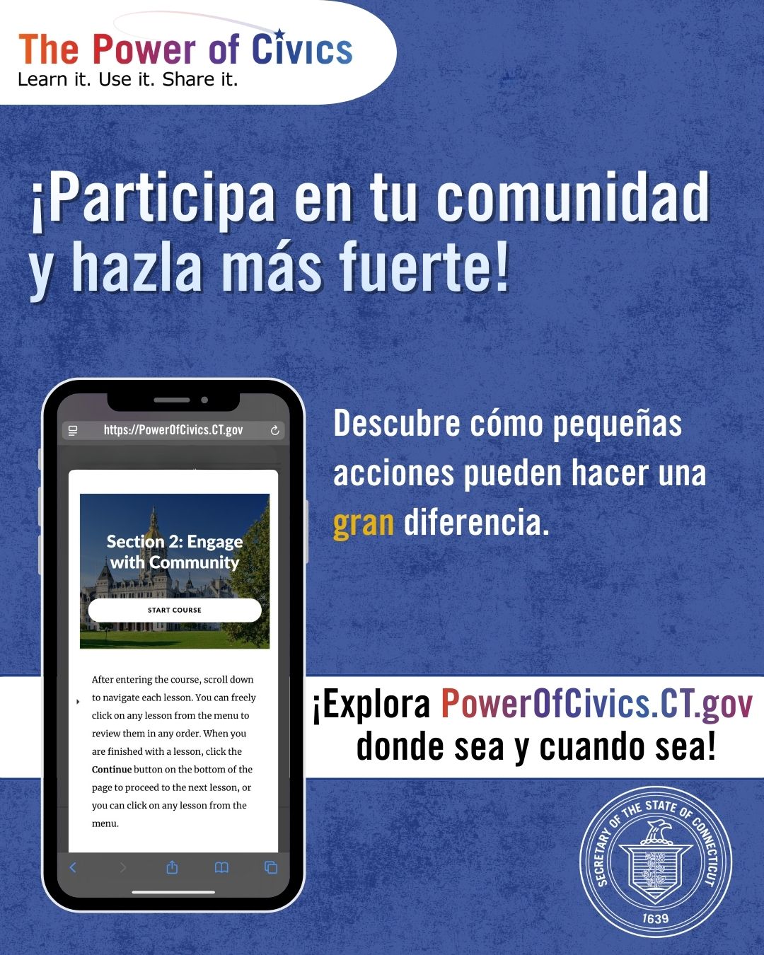 Power of Civics Engagement Spanish graphic