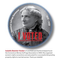 Digital I Voted Sticker with image and text of Isabella Beecher Hooker