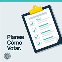 Image of clipboard and text: Planee Cómo Votar.