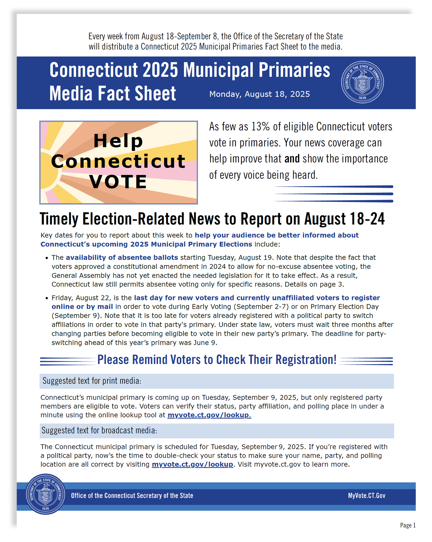 2025 August 18 Primary Media Fact Sheet - Thumbnail