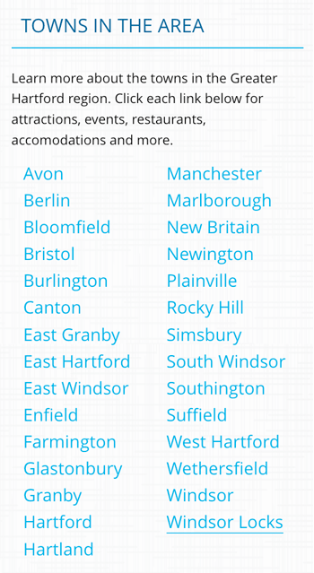 Hartford Regions Page - Towns in the area