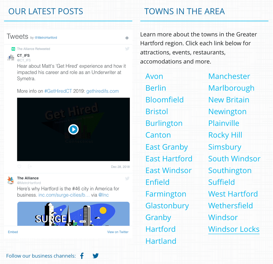 Hartford Regions Page - Twitter and Towns