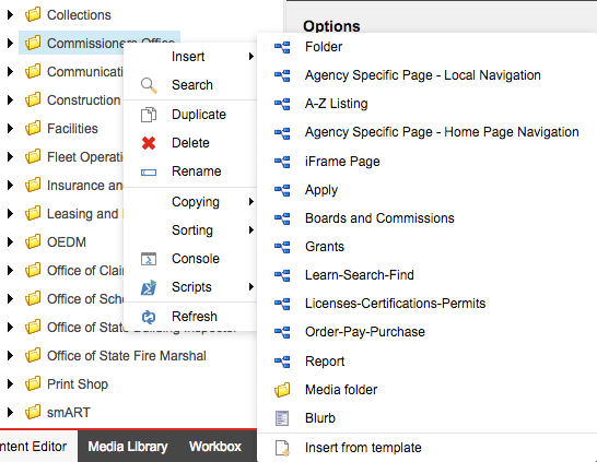 Content Tree: Insert a page