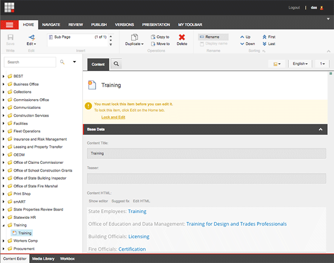 Content Editor - Screen