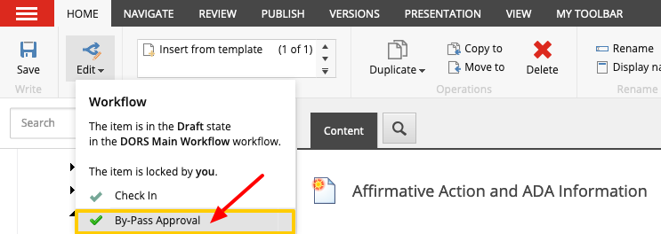 By-Pass Approval process option