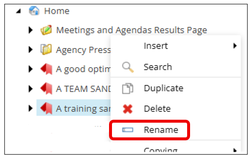 Content Editor - Content Tree Folder Rename