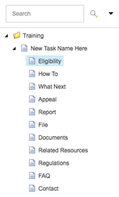 Content Editor Content Tree showing a task selected