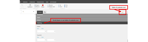 Table of Contents icon