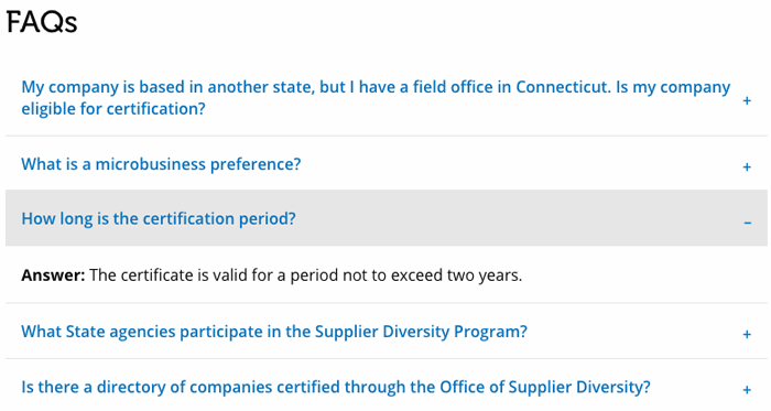 List of FAQs example