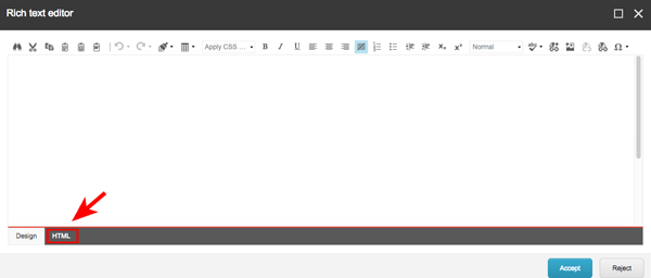 Rich Text Editor - HTML tab view